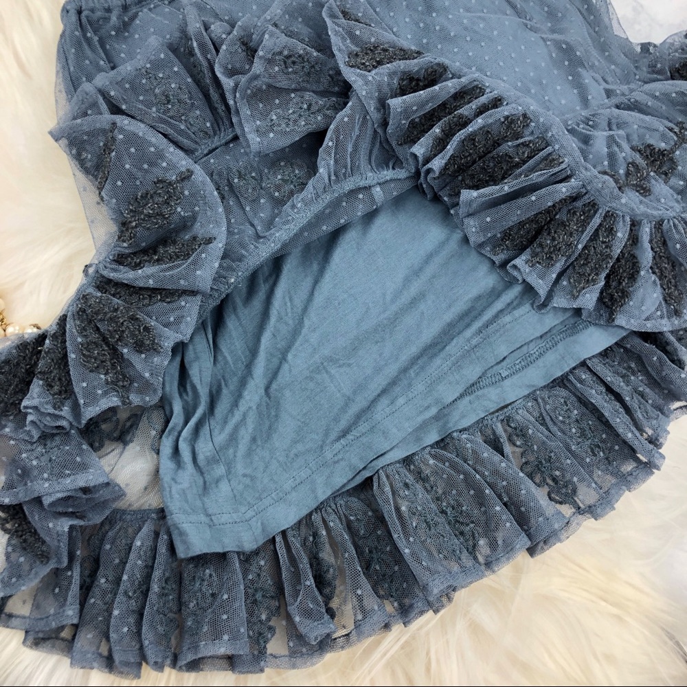 NWT Free People Polka Dot Mesh Ruffled Skirt - Picture 5 of 8